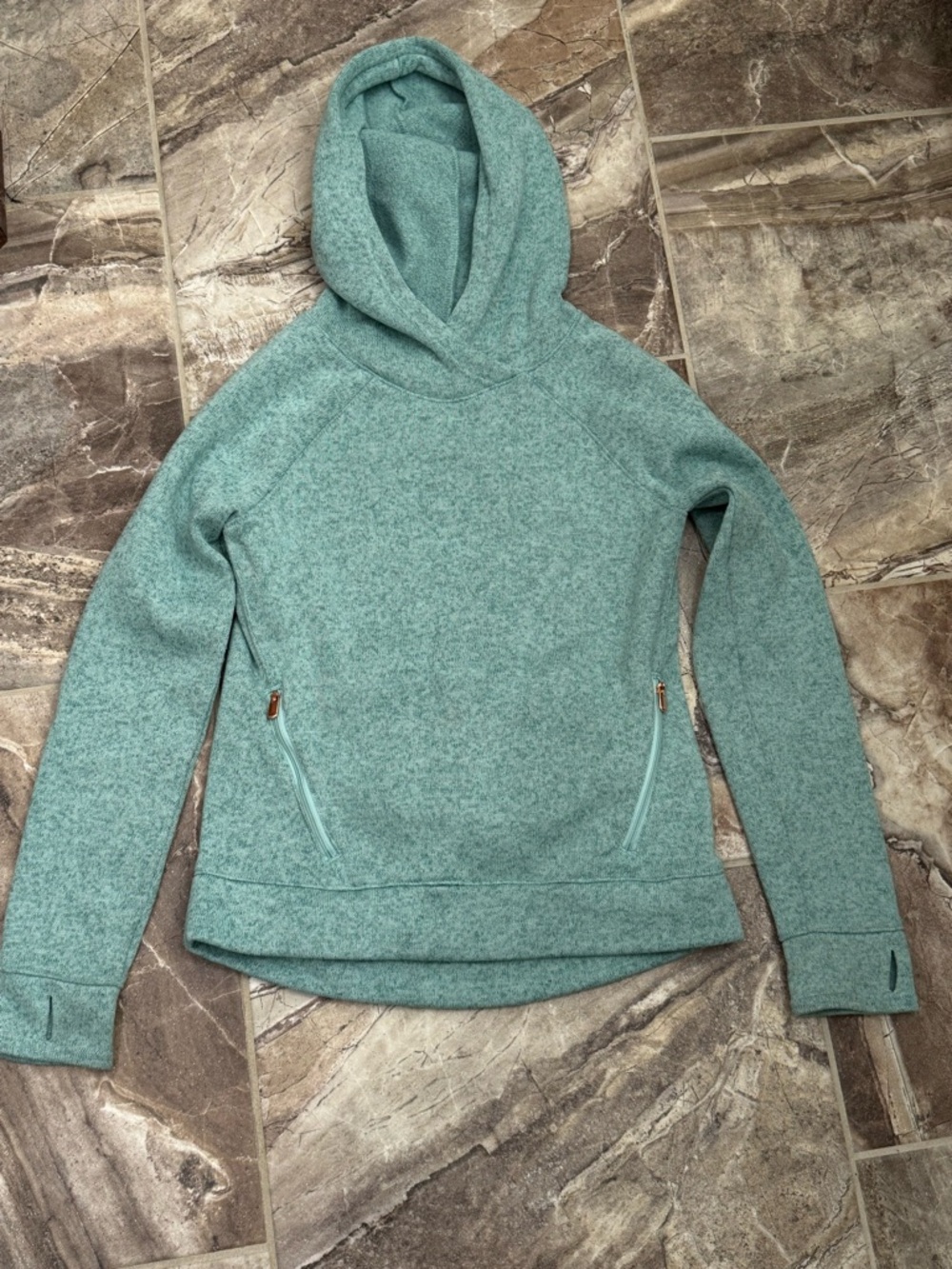 Old Navy Active Hoodie Girls XL 14 Mint Green Fleece Pullover Thumbholes